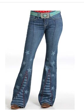 Cruel Denim Hannah Flare Jeans star mid rise rodeo western 0 /25